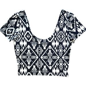 PINK Victoria's Secret crop top tribal print black and tan size L NWT